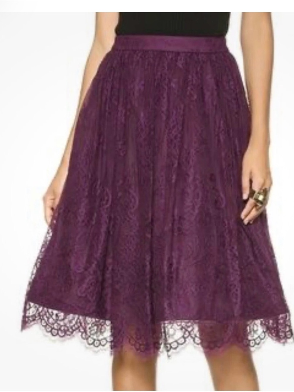 Alice + Olivia Plum Lace Midi Skirt